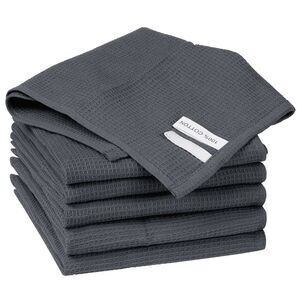 6Pack Cotton Weave Reusable Absorbent Cleaning Rags 14" x 14" Dark Grey